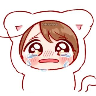 💞 @HAWKS khóc, kawaii, anime, buồn, nước mắt, dễ thương telegram sticker