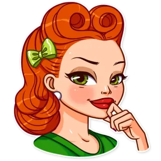 🙂 Dibujos animados, Mujer, Pin-up, Pelirroja, Coqueta telegram sticker