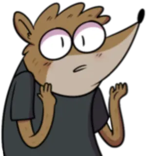 😮 Rigby Regular Show Rigby, Zwyczajny serial, kreskówka, zwierzę, antropomorficzny, postać telegram sticker