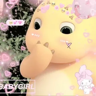 🌟 BABYGIRL น่ารัก, การ์ตูน, ไดโนเสาร์, เด็ก, คาวาอิ, สีพาสเทล telegram sticker