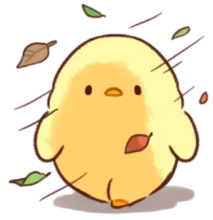 💨 цыпленок, животное, милый, птица, осень, листья, мультфильм telegram sticker
