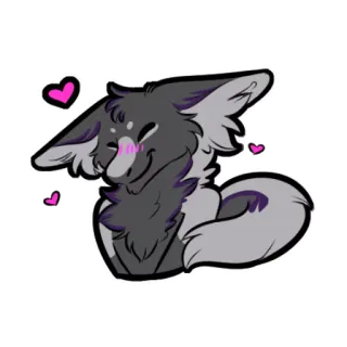 ❤ furry, cute, animal, sticker, cartoon, grey, hearts, anthro telegram sticker