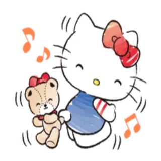 🎼 Hello Kitty hello kitty, sanrio, dessin animé, mignon, kawaii, ours en peluche, musique, notes telegram sticker