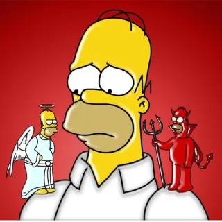 👼 Homer Simpson The Simpsons Homer, Simpson, Thiên thần, Ác quỷ, Sự cám dỗ, Phim hoạt hình telegram sticker