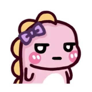 😡 dinosaurier, cartoon, süß, rosa, schleife, figur, aufkleber whatsapp sticker