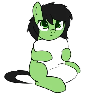 🛌 小马, 卡通, 动物, 绿色, 可爱, 坐着 telegram sticker
