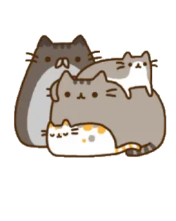 🐱 Pusheen kat, Pusheen, familie, cartoon, schattig, huisdier telegram sticker