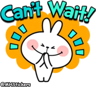😍 Can't Wait! kelinci, imut, menunggu, semangat, antisipasi, kartun telegram sticker