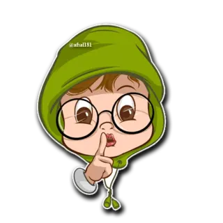 🙊 Desenho animado, Shhh, Silêncio, Óculos, Dedo na boca, Moletom com capuz telegram sticker