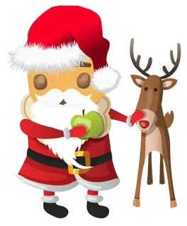 🎅 Santa Claus Kerstman, Kerst, rendier, appel, feestdag, feestelijk telegram sticker