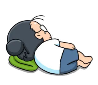 😢 卡通, 人物, 睡觉, 精疲力尽, 疲劳, 休息, 躺 telegram sticker