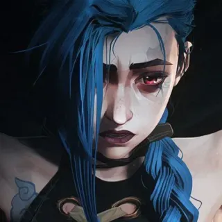 😔 Jinx Arcane jinx, arcane, league of legends, blue hair, anime telegram sticker