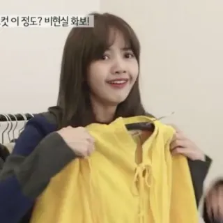 🐽 Lisa 엇 이 정도? 비현실 화보! woman, person, smile, clothing, yellow whatsapp sticker