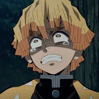 💛 Zenitsu Agatsuma Demon Slayer anime, demon slayer, zenitsu, crying, scared, expression whatsapp sticker