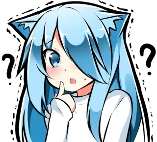 🤔 Anime, Catgirl, Domanda, Carino, Kawaii, Pensare whatsapp sticker