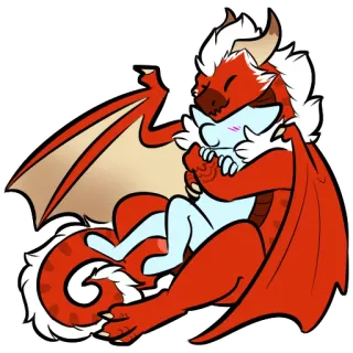 ❤️ มังกร, การ์ตูน, แฟนตาซี, มังกรแดง, น่ารัก, กอด telegram sticker