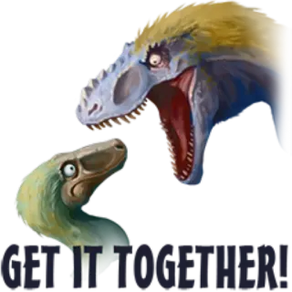 😡 GET IT TOGETHER! dinosaur, funny, reptile, animals, cartoon telegram sticker