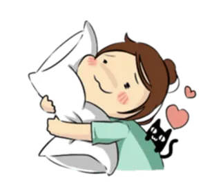 😴 Dessin animé, Oreiller, Câlin, Amour, Chat, Mignon, Adorable whatsapp sticker