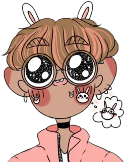 😄 bunny, cute, kawaii, cartoon, illustration, anime telegram sticker