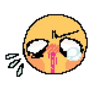 🥺 crying, sad, pixelated, bleeding telegram sticker