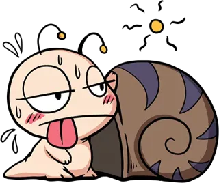 😓 cansado, agotado, dibujos animados, caracol, sudando, perezoso whatsapp sticker