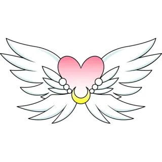 💟 ハート, 翼, 月, かわいい, 可愛い, 天使 telegram sticker