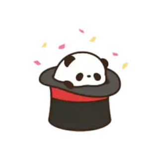 ♥️ 熊猫, 可爱, 帽子, 魔法, 动物, 卡哇伊, 卡通 telegram sticker