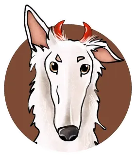 😟 Barzoï, Chien, Animal, Diable, Cornes, Dessin animé, Autocollant telegram sticker