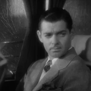 ➖ Clark Gable aktor, mężczyzna, garnitur, czarno-białe, portret telegram sticker