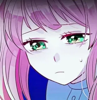 🍉 anime, sad, crying, girl, pink hair, manga telegram sticker