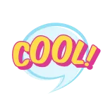 🤟 COOL! cool, spraakballon, tekst, onomatopee, positief, leuk telegram sticker