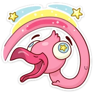 ⭐ 粉红火烈鸟, 卡通, 贴纸, 可爱, 星星, 异想天开 telegram sticker