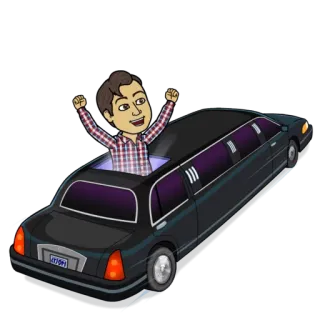 😄 LUXURY limusine, luxo, carro, desenho animado, celebração, alegria, Bitmoji telegram sticker