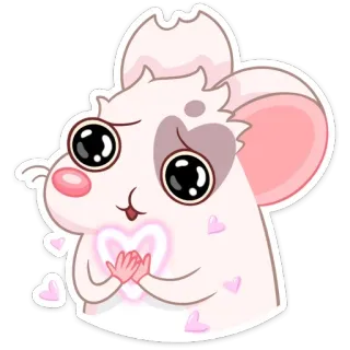 ❤️ мышь, мультфильм, милый, сердце, животное, наклейка telegram sticker