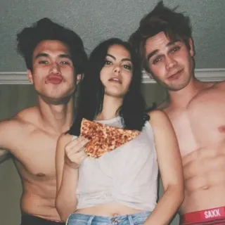 🤟 SAXX pessoas, pizza, homens, mulher, roupa íntima, adolescentes telegram sticker