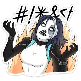 🤬 Domino #!*&@#! sticker, cómic, superhéroe, femenina, enfadada, fuego, groserías whatsapp sticker