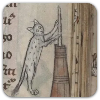 🙀 gato, manuscrito, medieval, ilustración, arte telegram sticker