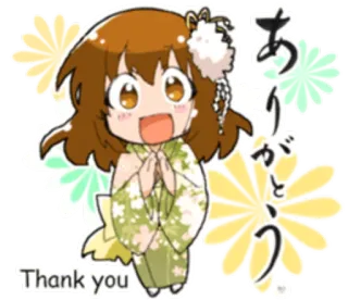 😁 Thank you Anime, Danke, Süß, Mädchen, Japanisch telegram sticker