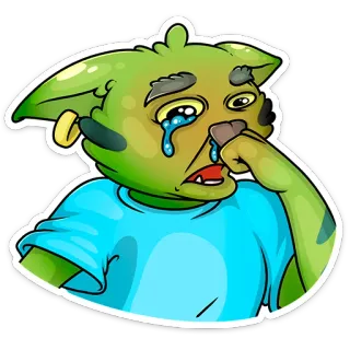 😭 chorando, triste, verde, personagem, desenho animado, emocional, lágrimas, chateado whatsapp sticker