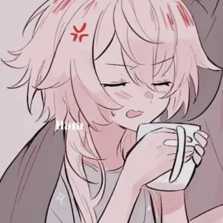 🦔 Haru Anime, Kreskówka, Uroczy, Postać, Śpiący, Rozdrażniony telegram sticker