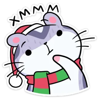 🤔 xmmm แมว, แฮมสเตอร์, คริสต์มาส, น่ารัก, วันหยุด, ฤดูหนาว, ผ้าพันคอ, หมวก telegram sticker