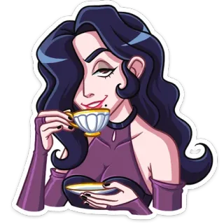 ☕️ wanita, teh, kartun, minuman, cangkir telegram sticker