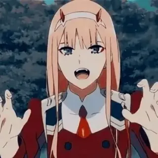 👻 Zero Two Darling in the Franxx Anime, Zero Two, Darling in the Franxx, demon dziewczyna telegram sticker