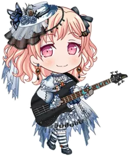 🥮 Anime, Chibi, Band, Muziekinstrument, Basgitaar, Cartoon telegram sticker