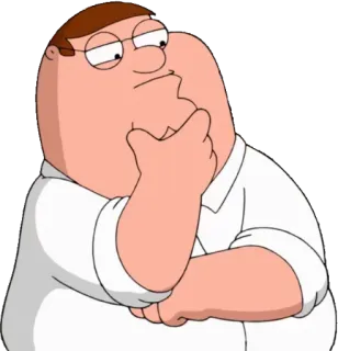 😀 Peter Griffin Family Guy 卡通, 动画, 彼得·格里芬, 思考, 恶搞之家 telegram sticker