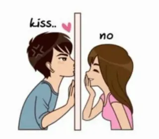 😅 kiss.. no kiss, couple, cartoon, love, rejection telegram sticker