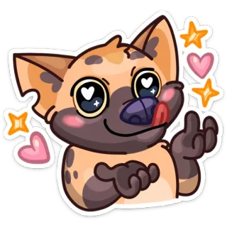 😛 cartoon animal, cute, middle finger, offensive gesture, sticker, hyena whatsapp sticker