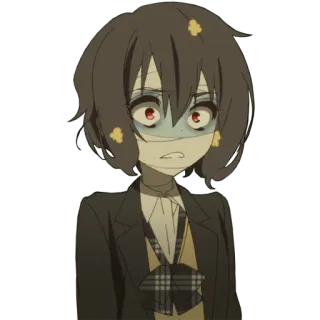 😨 Аниме, Девушка, Зомби, Милый, Персонаж, Мультфильм telegram sticker