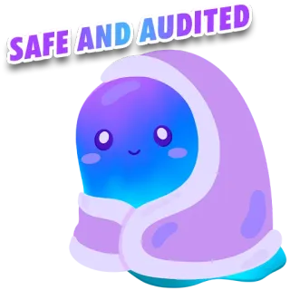 😊 SAFE AND AUDITED Schleim, Sicher, Geprüft, Niedlich, Cartoon telegram sticker