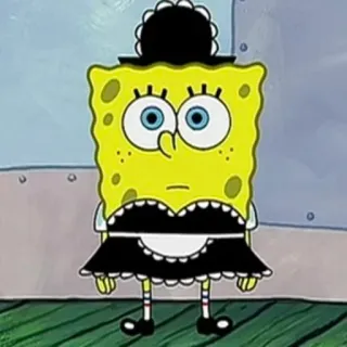 😐 Spongebob Спанч Боб, Мультфильм, Nickelodeon, Смешно, Костюм горничной, Губка telegram sticker